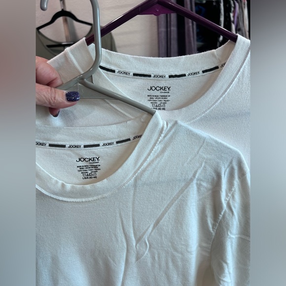 NWOT Men’s Jockey White Cotton Tees Size Large - Picture 5 of 5
